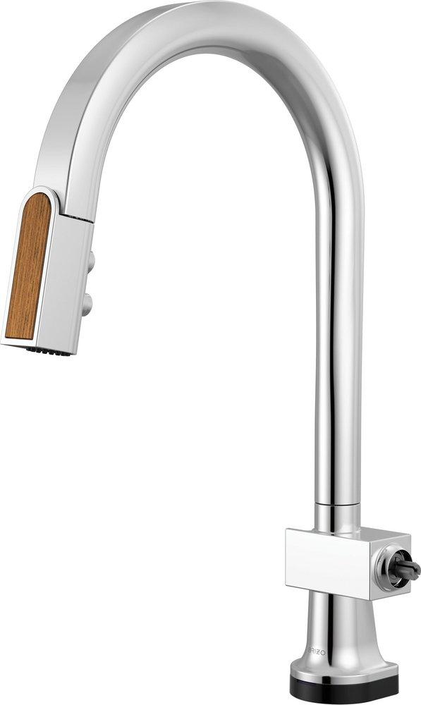 BRIZO FRANK LLOYD WRIGHT SMARTTOUCH PULL-DOWN KITCHEN FAUCET WITH ARC SPOUT AND WOOD WAND - LESS HANDLE 