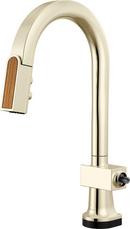 BRIZO FRANK LLOYD WRIGHT SMARTTOUCH PULL-DOWN PREP FAUCET WITH ARC SPOUT AND WOOD SPOUT - LESS HANDLE 