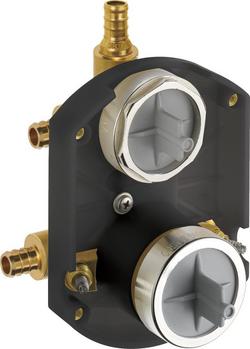 1/2 in. Crimp PEX Connection Universal Rough-In Valve Body with Integrated Diverter and Stops