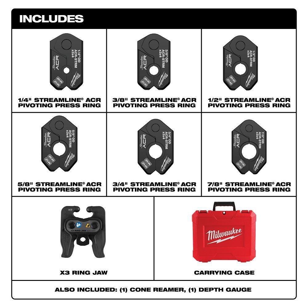 1/4 - 7/8 Streamline Acr Pivoting Press Ring Kit For M12 Force Logic Press Tool 