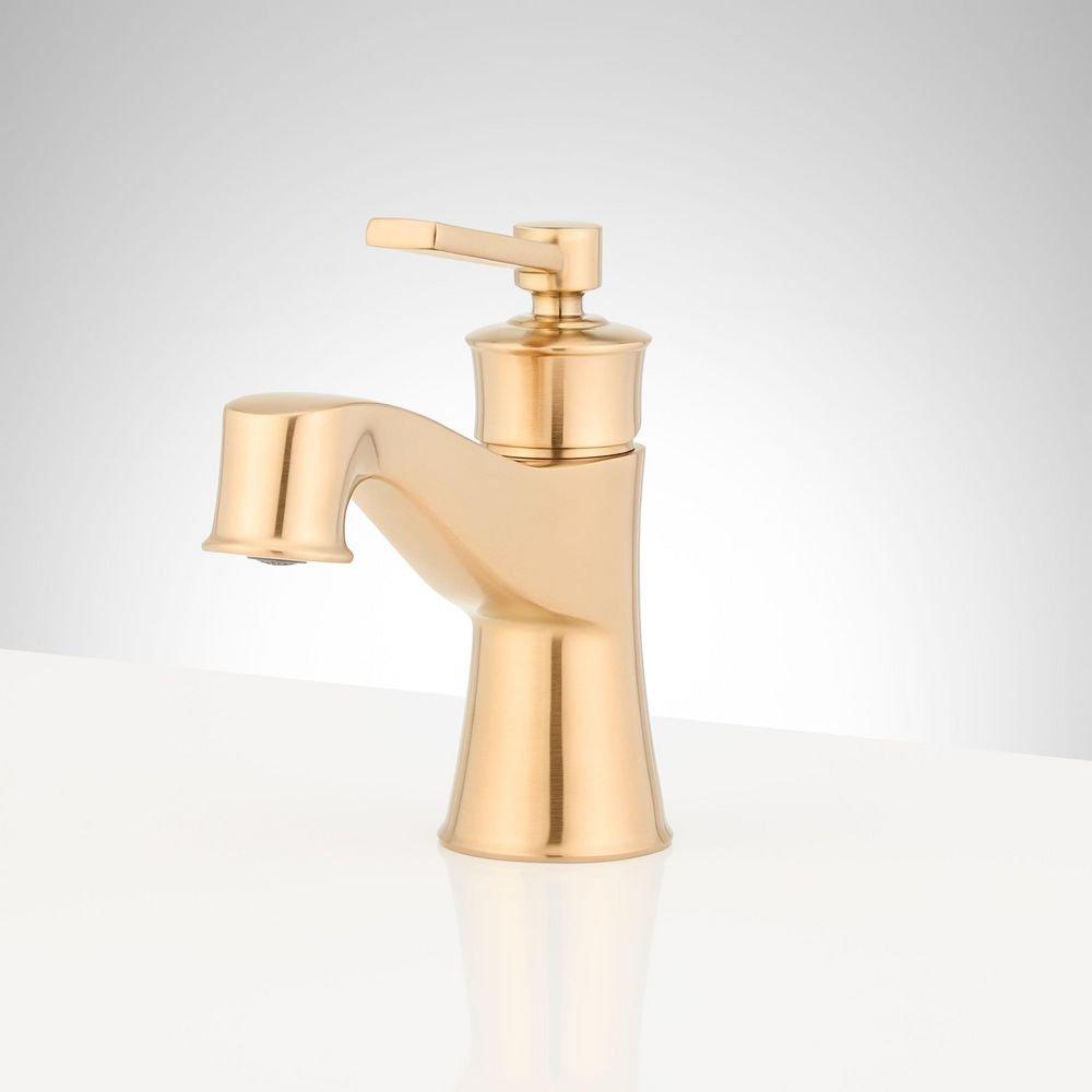 1.2 GPM Single Hole Bathroom Faucet with Pop-Up Drain in Brushed Gold 