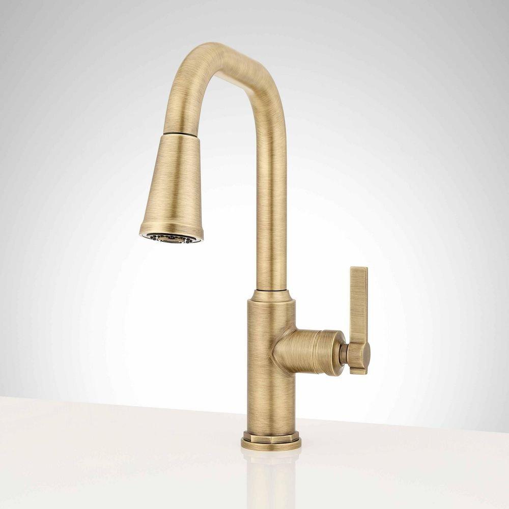 1.8 GPM Single Handle Pull Down Kitchen Faucet in Aged Brass 