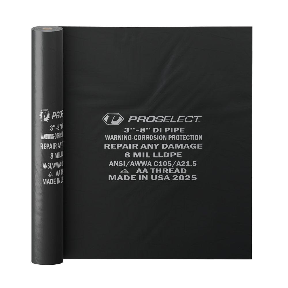 20" x 300' 8MIL Thick Black Polywrap - 3-8 DIP 