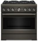 36" W Commercial Style Freestanding Flat Top 6 Gas Burner Dual Fuel Range / Single Electric Oven with Air Fry in Black ore 