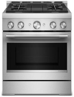 30" W Commercial Style Freestanding Flat Top 4 BurnerAll Gas Range / Single Oven with Air Fry in Stainless Steel
