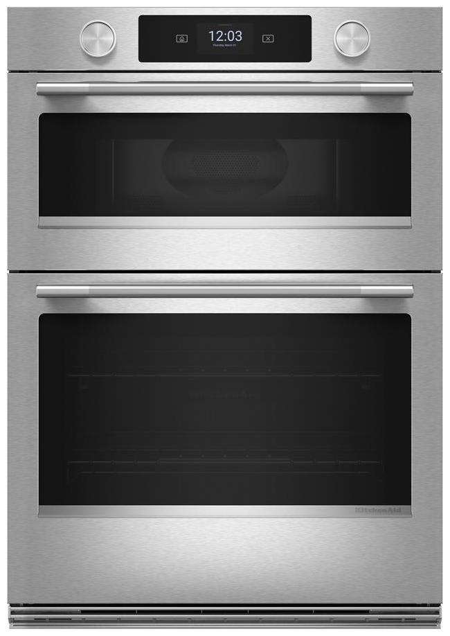 30"W Smart Electric Wall Mount Combination Microwave and Oven with Assisted Cooking Modes in PrintShield Stainless Steel 