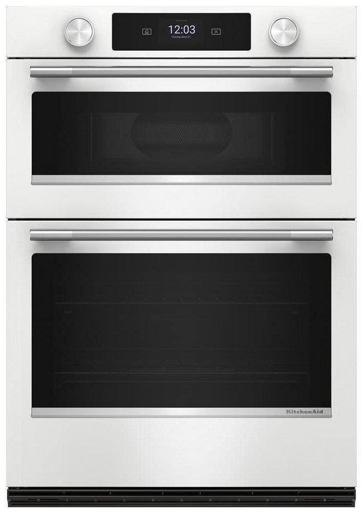 30"W Smart Electric Wall Mount Combination Microwave and Oven with Assisted Cooking Modes in White 