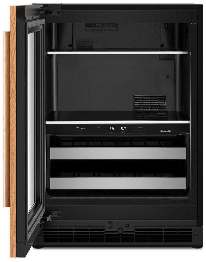 24"W 4.8 Cu Ft Under Counter Beverage Center Cooler with Left Swing Door and 14 Wine Bottle Capacity - Panel Ready 