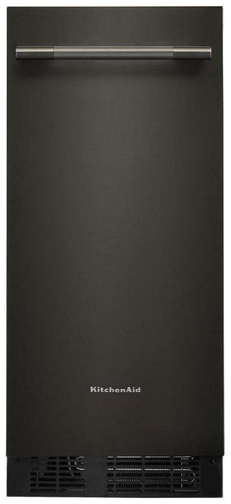 15" W Built In Flush Install 25 Lb Ice Maker Machine with Clear Ice Technology and Reversible 90 Degree Door in Black Ore 
