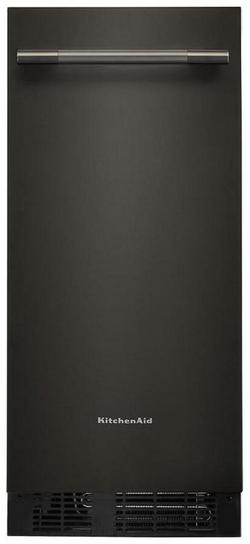 15" W Built In Flush Install 25 Lb Ice Maker Machine with Clear Ice Technology and Reversible 90 Degree Door in Black Ore