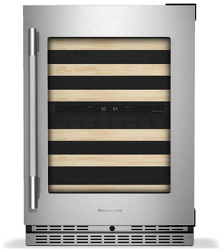 24"W Built In 2 Temp Zone 46 Wine Cellar Storage Center with Glass Viewing Door in PrintShield Stainless Steel 