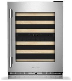 24"W Built In 2 Temp Zone 46 Wine Cellar Storage Center with Glass Viewing Door in PrintShield Stainless Steel