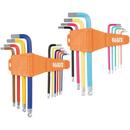POWDER COATED LONG BALL END HEX KEY SET SAE AND METRIC 19-PIECE 