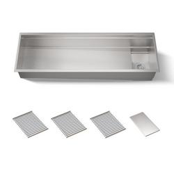 58 in. Undermount Stainless Steel Single Bowl Kitchen Sink with Basin Racks and Drain Cover