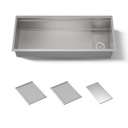 46 in. Undermount Stainless Steel Single Bowl Kitchen Sink with Basin Racks and Drain Cover