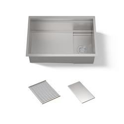 28 in. Undermount Stainless Steel Single Bowl Kitchen Sink with Basin Racks and Drain Cover