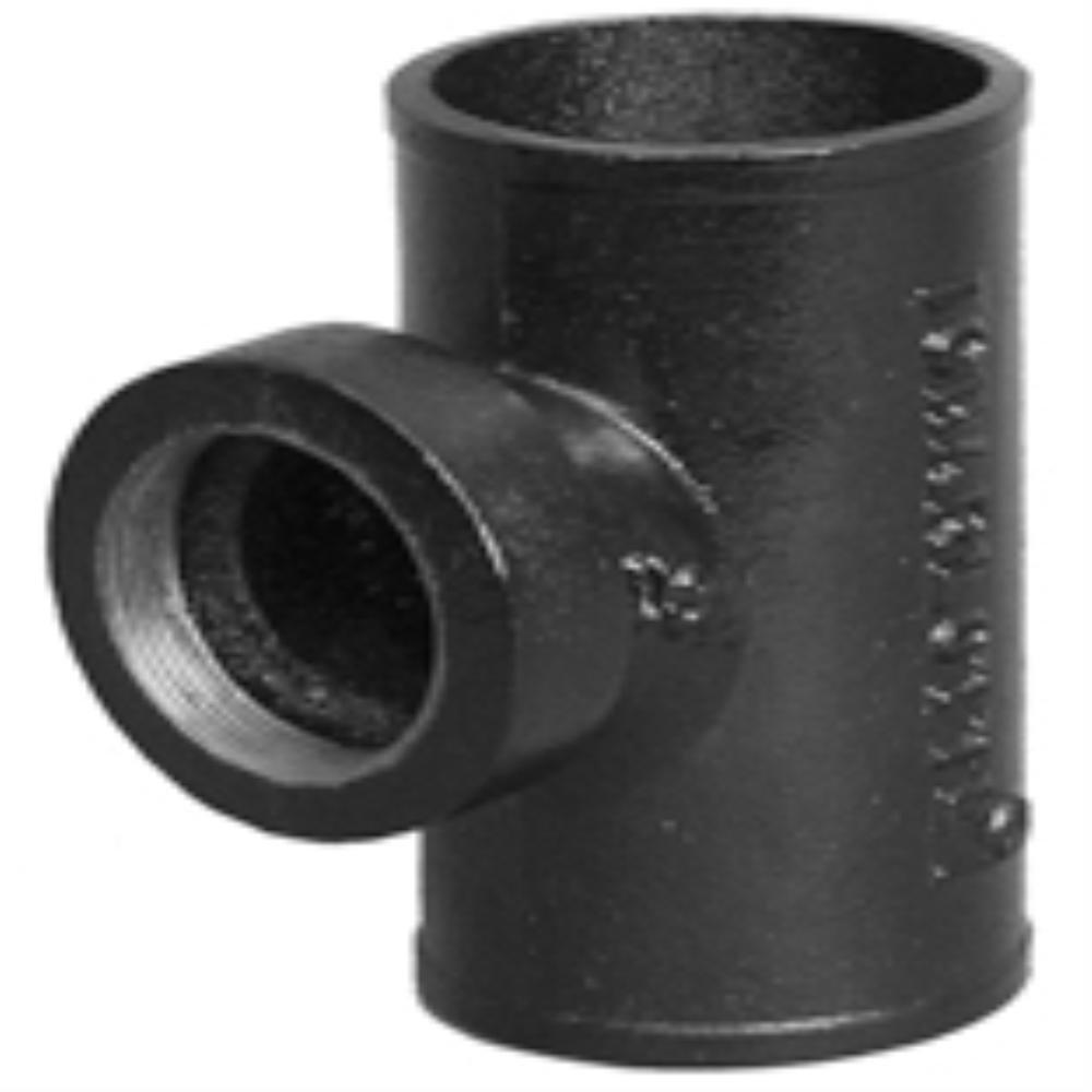 Black Spigot x Spigot x FNPT NH-119 Domestic Cast Iron Sanitary Tee 