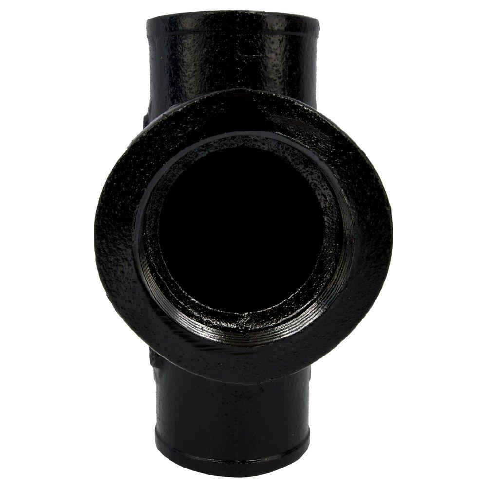 Black Spigot x Spigot x FNPT NH-119 Domestic Cast Iron Sanitary Tee 