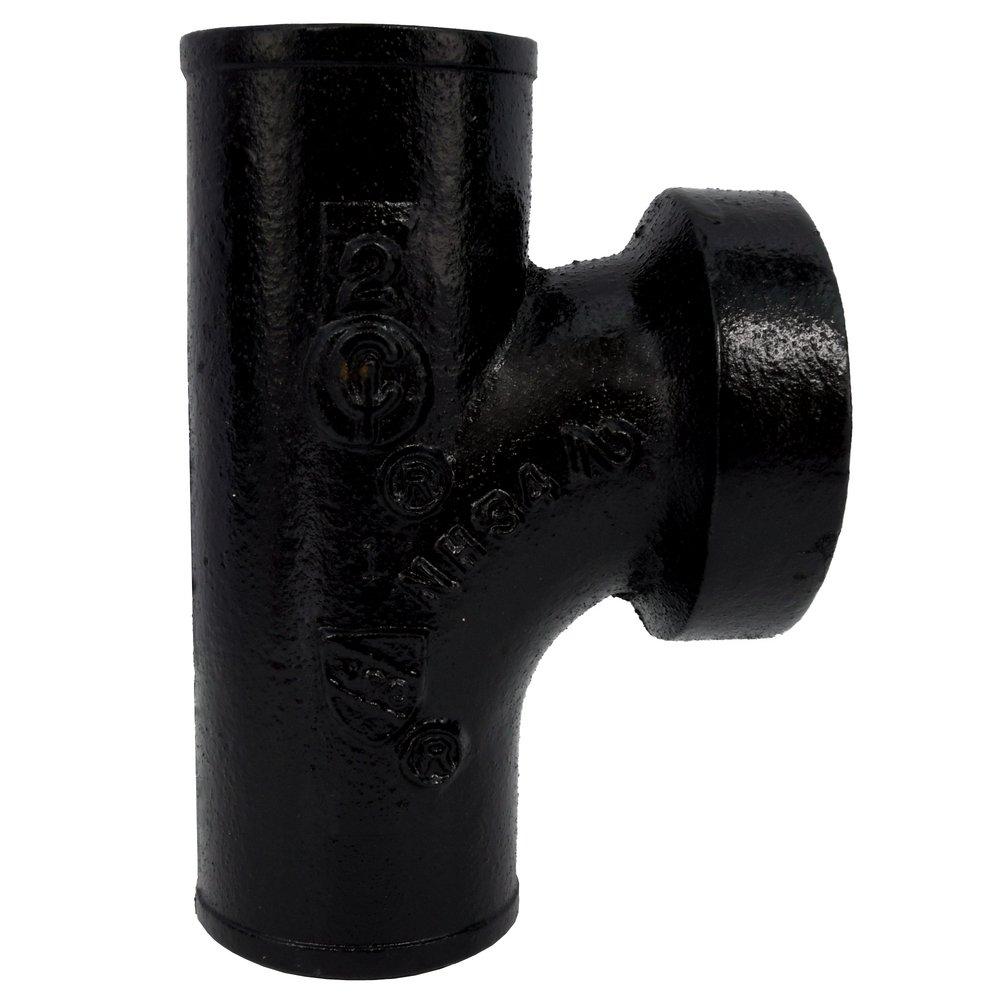 Black Spigot x Spigot x FNPT NH-119 Domestic Cast Iron Sanitary Tee 