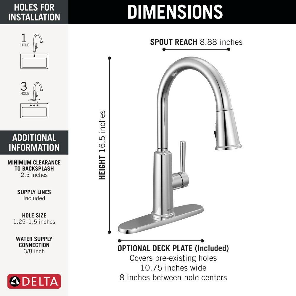 Single Handle Pull Down Kitchen Faucet in Chrome 