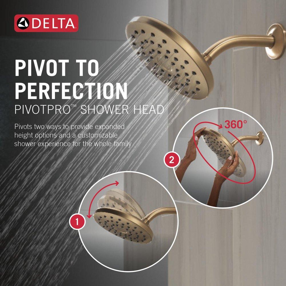 DELTA UNIVERSAL SHOWERING COMPONENTS: PIVOTPRO RAINCAN SHOWER HEAD 