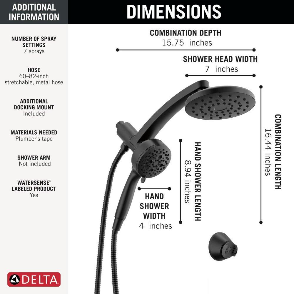 DELTA UNIVERSAL SHOWERING COMPONENTS: PIVOTPRO 3-IN-1 COMBINATION SHOWER 