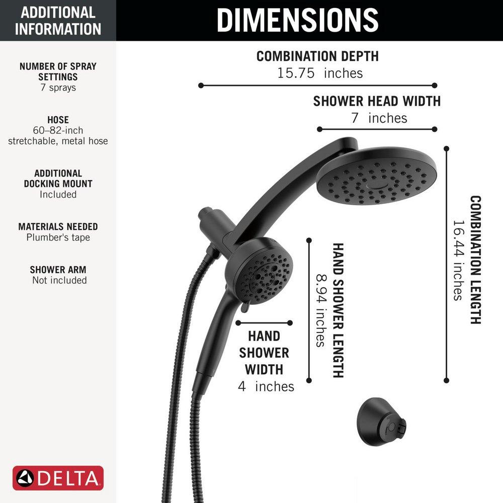 Multi Function Showerhead in Matte Black 