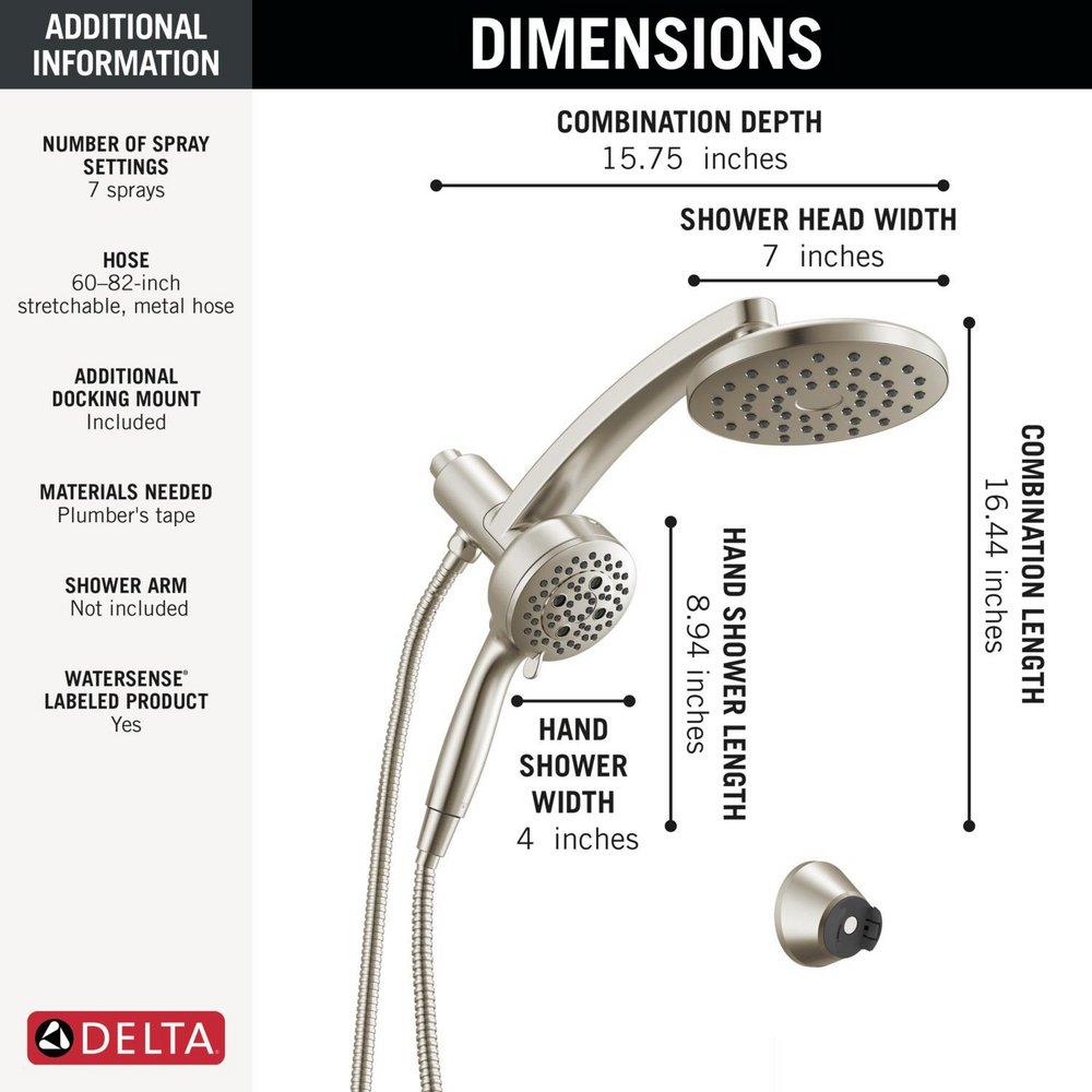 DELTA UNIVERSAL SHOWERING COMPONENTS: PIVOTPRO 3-IN-1 COMBINATION SHOWER 
