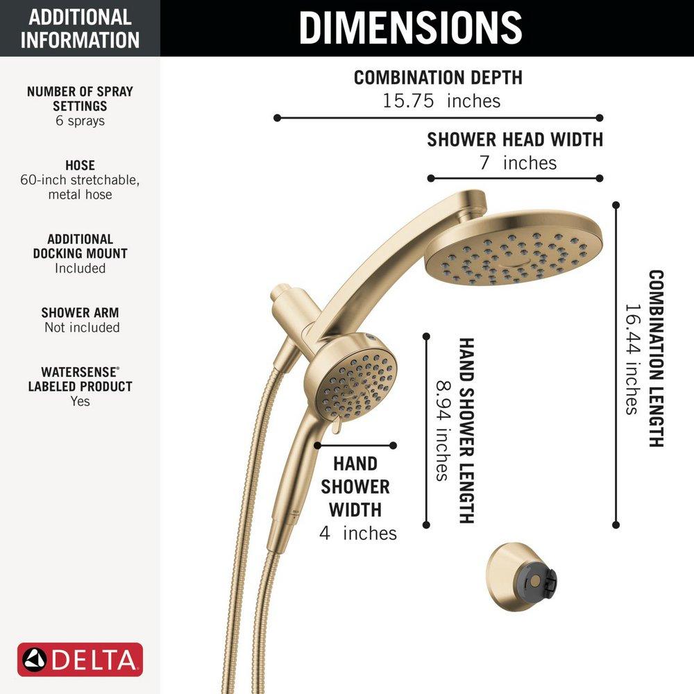 Multi Function Showerhead in Champagne Bronze 