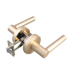 Round Rod Lever Privacy Door Lock in Satin Brass