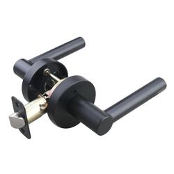 Round Rod Lever Privacy Door Lock in Matte Black