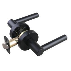 Round Rod Lever Passage Door Lock in Matte Black