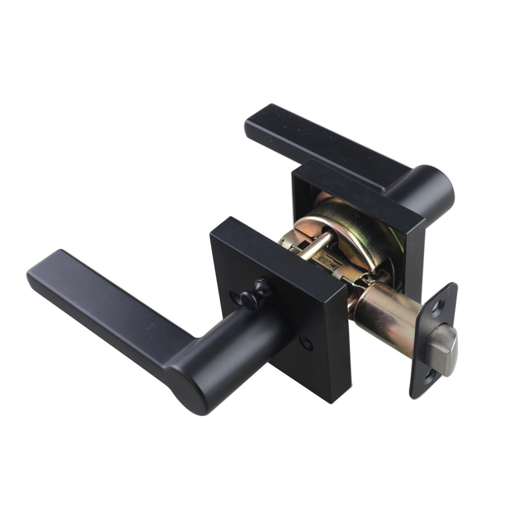 Westcraft Matte Black Flat Bar Lever Privacy Door Lock 
