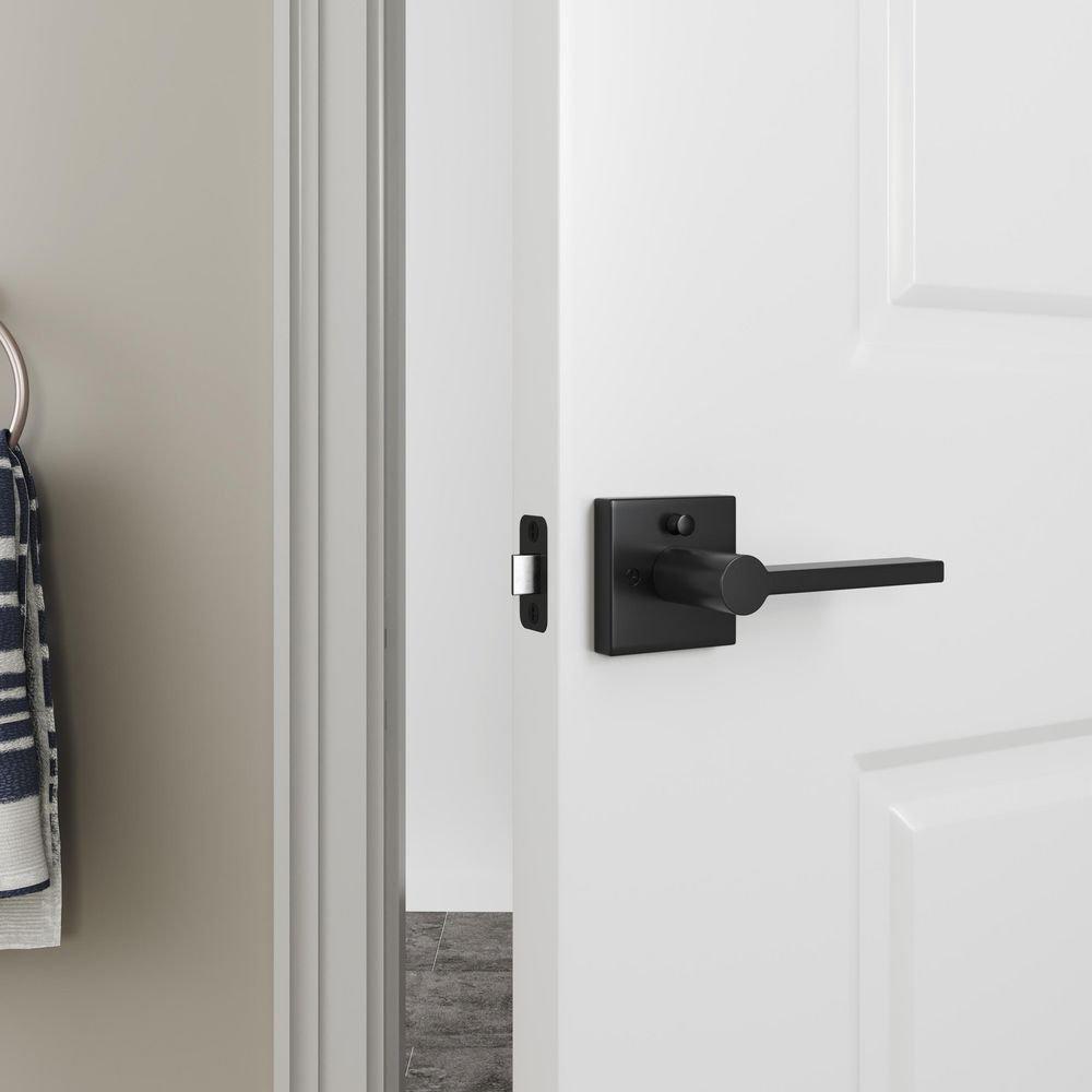 Westcraft Matte Black Flat Bar Lever Privacy Door Lock 