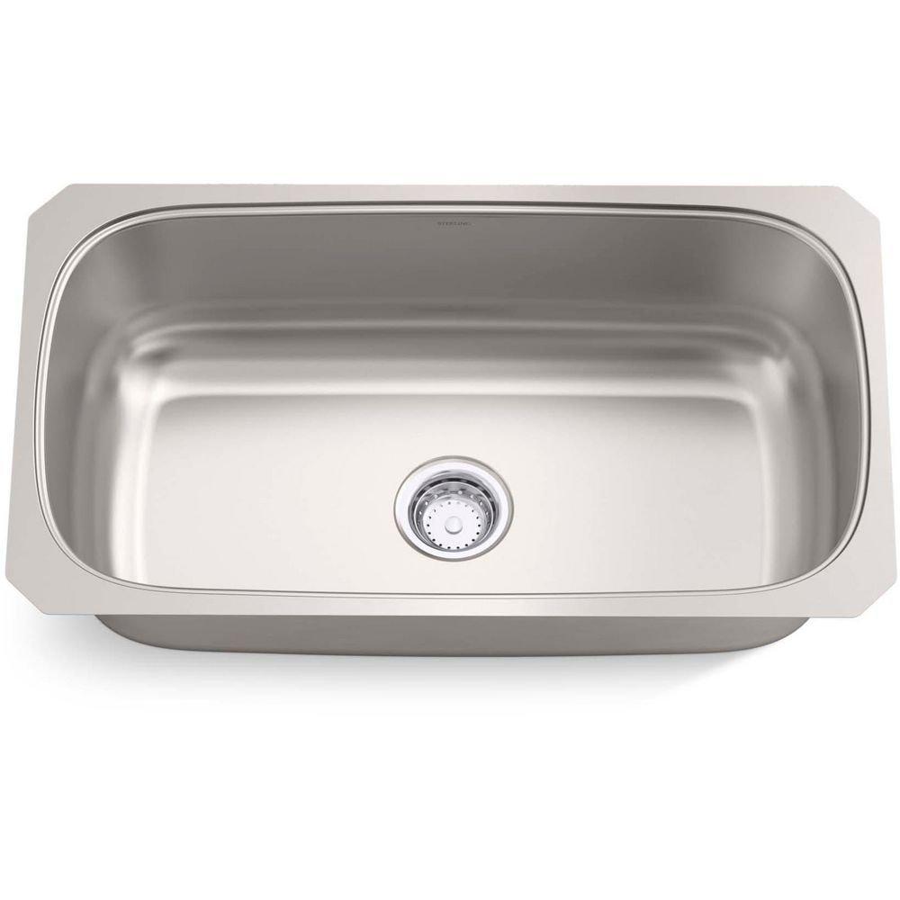 32 in. Undermount Stainless Steel Single Bowl Kitchen Sink 