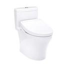 0.9/1.28 gpf Dual Flush Elongated One Piece Toilet with Bidet Seat in Cotton 