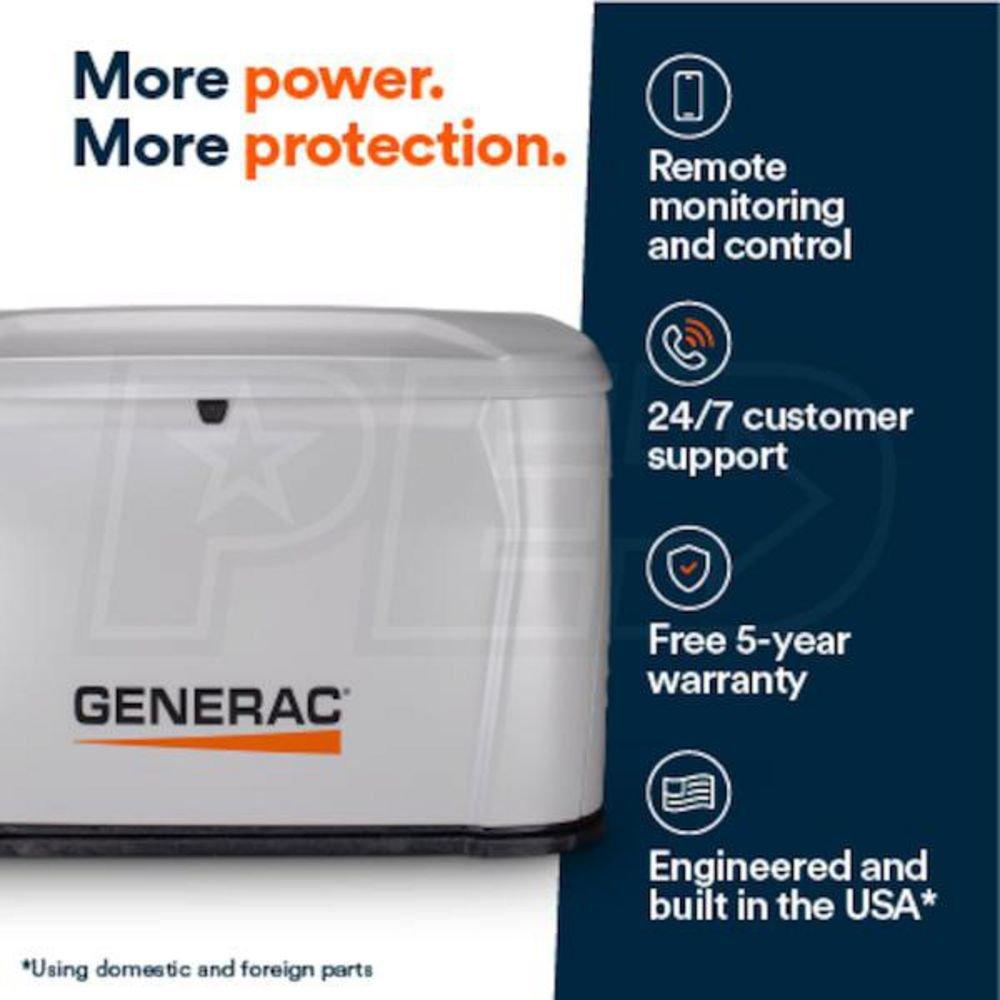 18/17kW Air-Cooled Standby Generator, 200A Transfer Switch 
