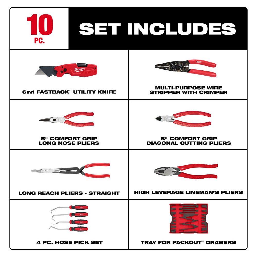 10PC. PLIERS & PICK SET WITH TRAY FOR PACKOUT DRAWERS 