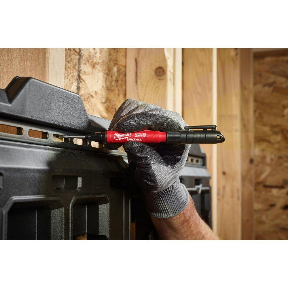 Inkzall 2In1 Deep Reach Ultra Fine Point Black Jobsite Marker 