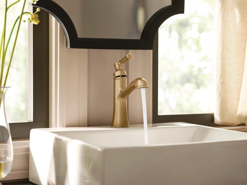 Single Handle Monoblock Bathroom Sink Faucet in Bronzed Gold 