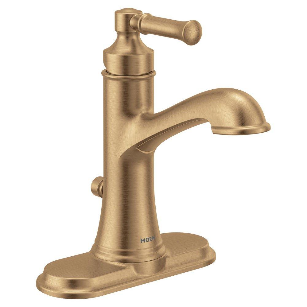 Single Handle Monoblock Bathroom Sink Faucet in Bronzed Gold 