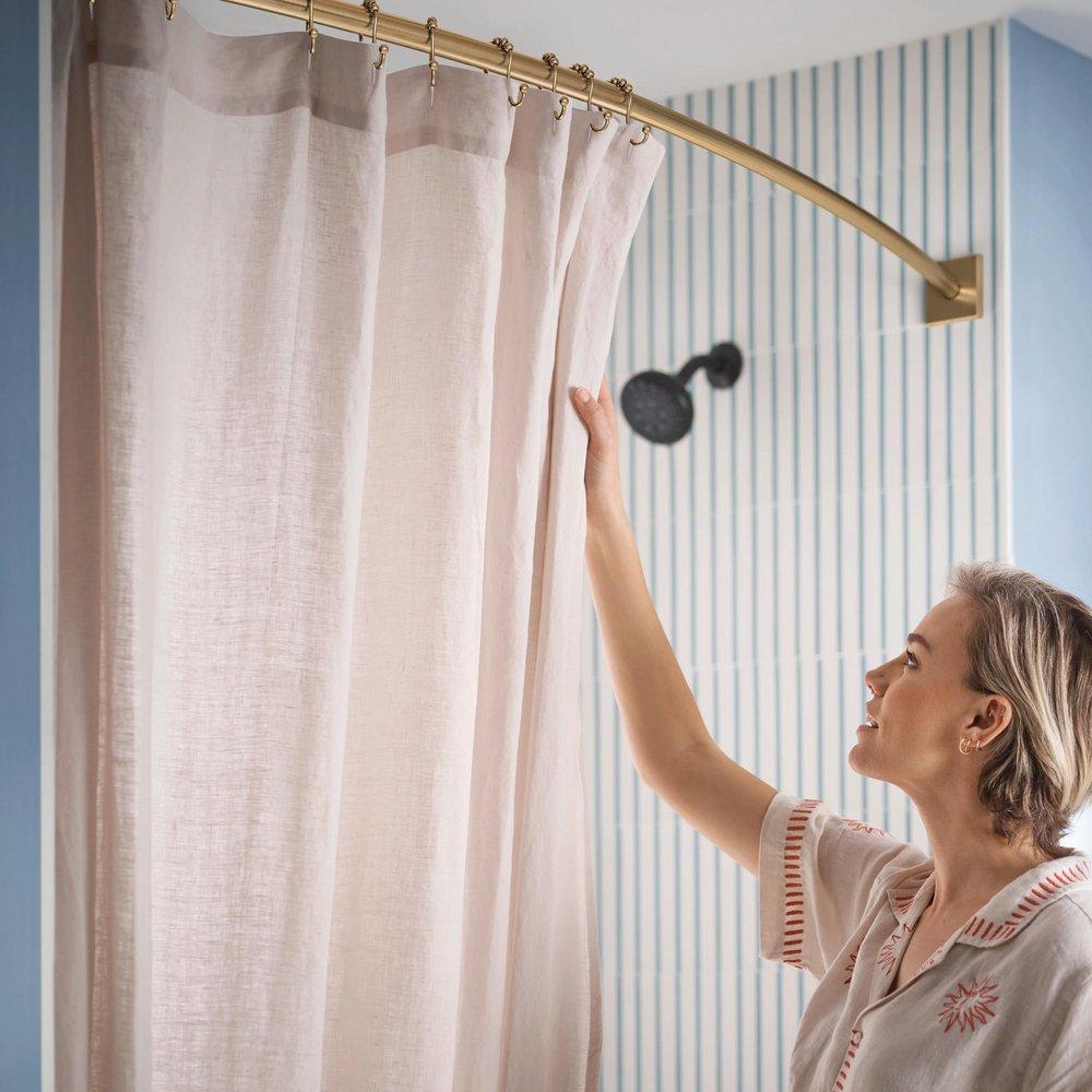 BRONZED GOLD BZG ADJUSTABLE CURVED SHOWER ROD 