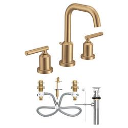 Two Handle Widespread Bathroom Sink Faucet in Bronzed Gold