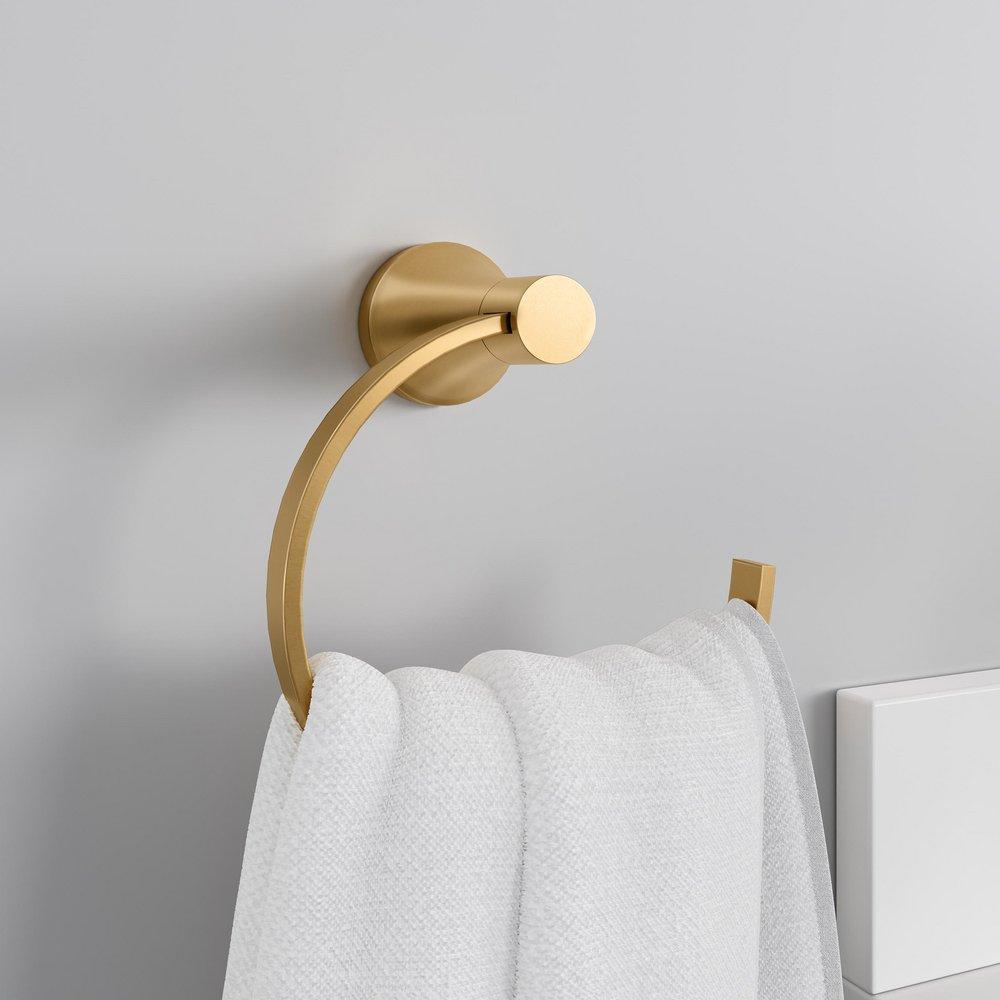 PROFLO&reg; Brushed Gold Round Open Towel Ring 