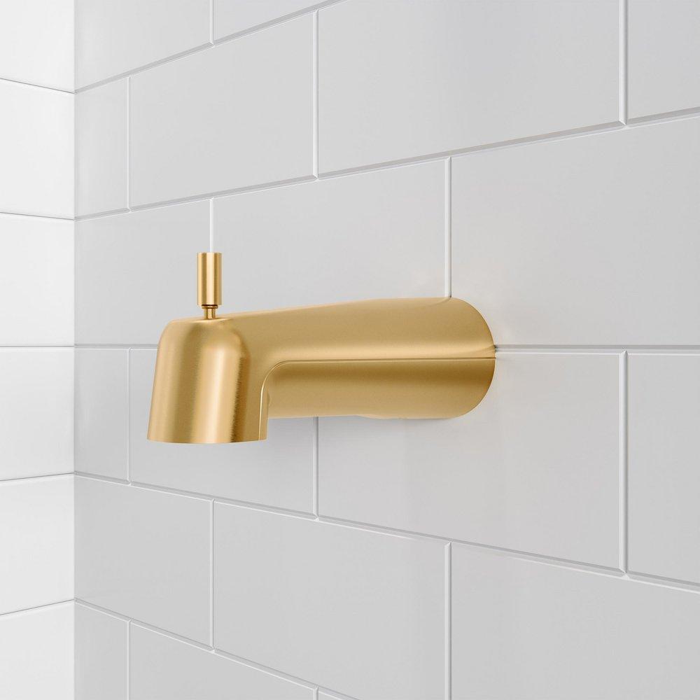 PROFLO&reg; Brushed Gold 6-7/8 in. Integrated Diverter Tub Spout 