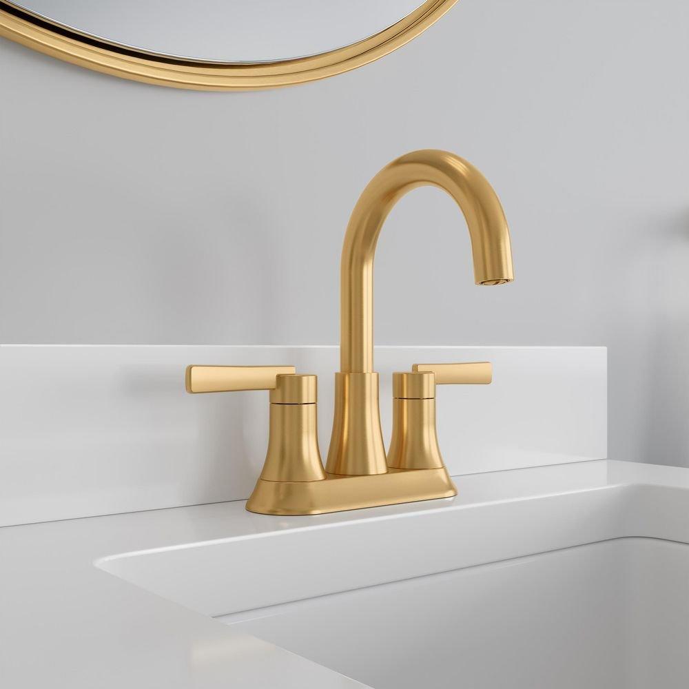 PROFLO&reg; Brushed Gold Two Handle Centerset Bathroom Sink Faucet 