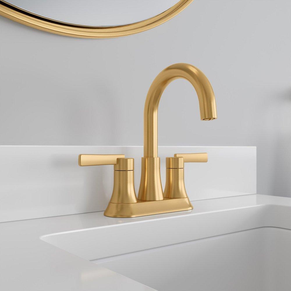 PROFLO&reg; Brushed Gold Two Handle Centerset Bathroom Sink Faucet 