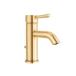 Single Handle Monoblock Bathroom Sink Faucet with Drain Assembly in Brushed Gold