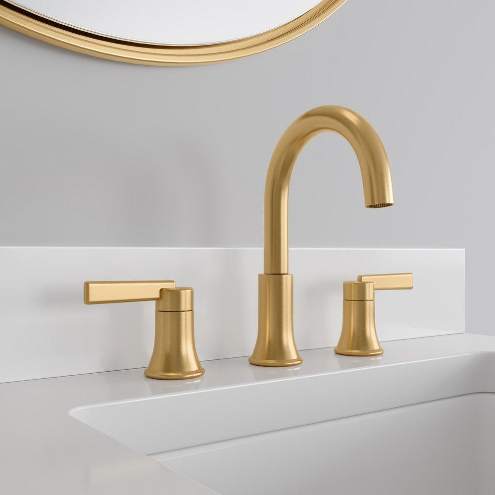 PROFLO&reg; Brushed Gold Two Handle Widespread Bathroom Sink Faucet 