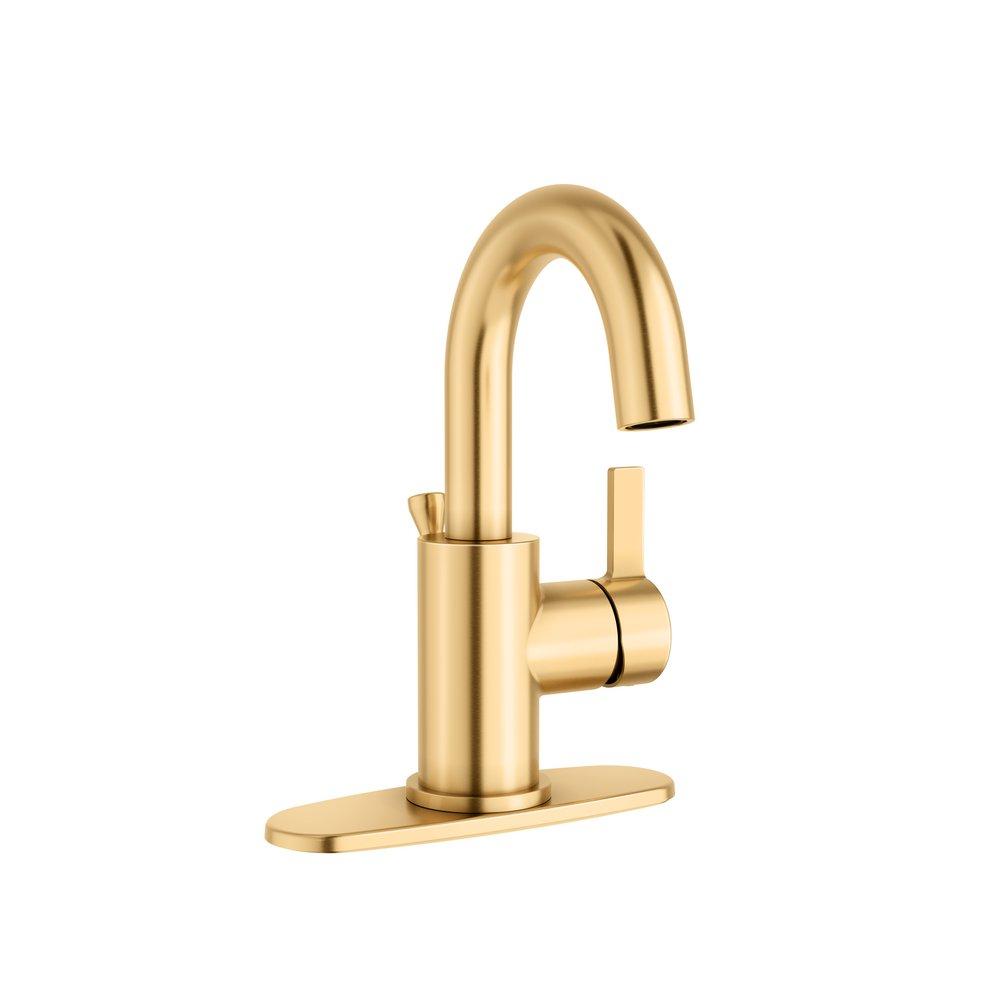 PROFLO&reg; Brushed Gold Single Handle Monoblock Bathroom Sink Faucet 